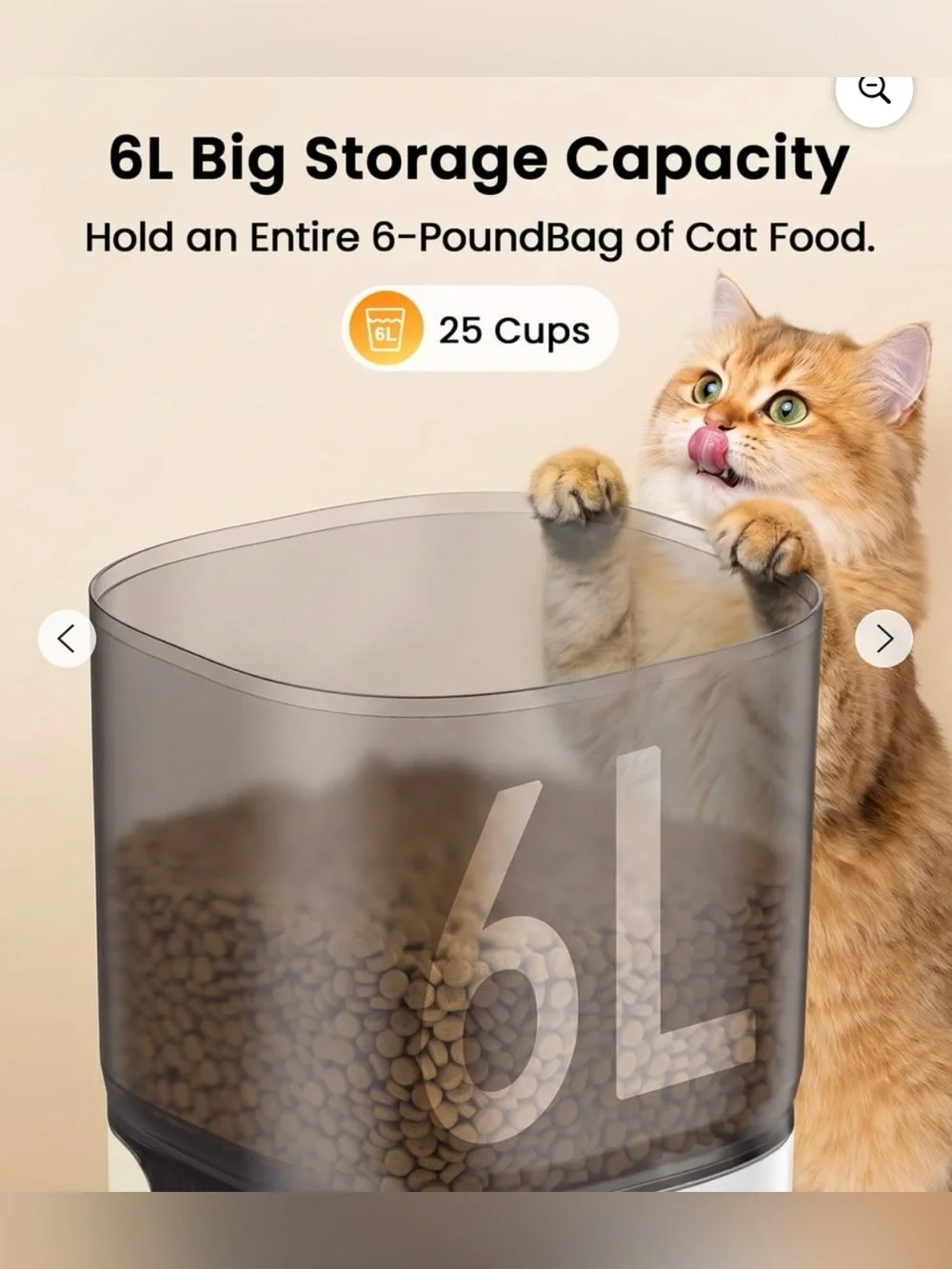 Automatic Cat Feeder with Clear Smoke Gray Hopper and White Base - Camera w/ mic